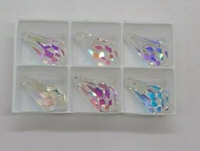 6pc Swarovski Crystal Clear AB 22mm Teardrop 6000 Pendant; Bulk Lot; Beautiful 