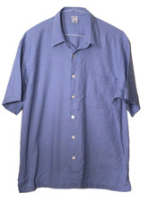 OLD NAVY LINEN COTTON CASUAL SHIRT men's size L gray-blue short sleeve pocket