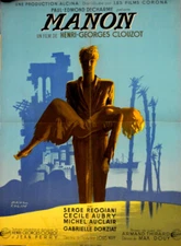 Cecile Aubry Serge Reggiani MANON Clouzot 1949 FRENCH POSTER 24x32 Paul COLIN