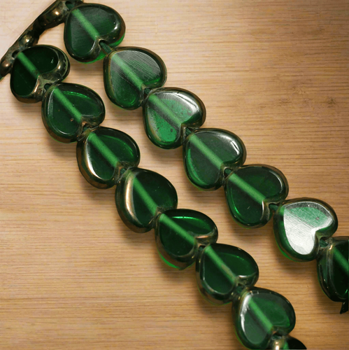 1 String 13X10mm Window Metallic Lining Heart Beads - Picture 4 of 19