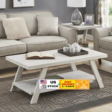 Athens Wood Shelf Coffee Table Rectangular Storage Indoor Furniture Indoor New