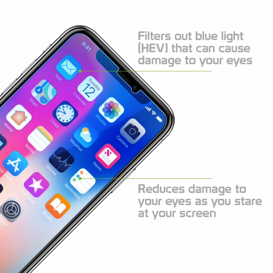 Tempered Glass Eye Protection (HEV) Screen Protector for iPhone 11 Pro/Xs/X  - Image 2 of 4