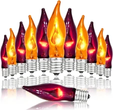 12 Pack C7 Clear Orange and Purple Flickering Flame Replacement Bulbs for String