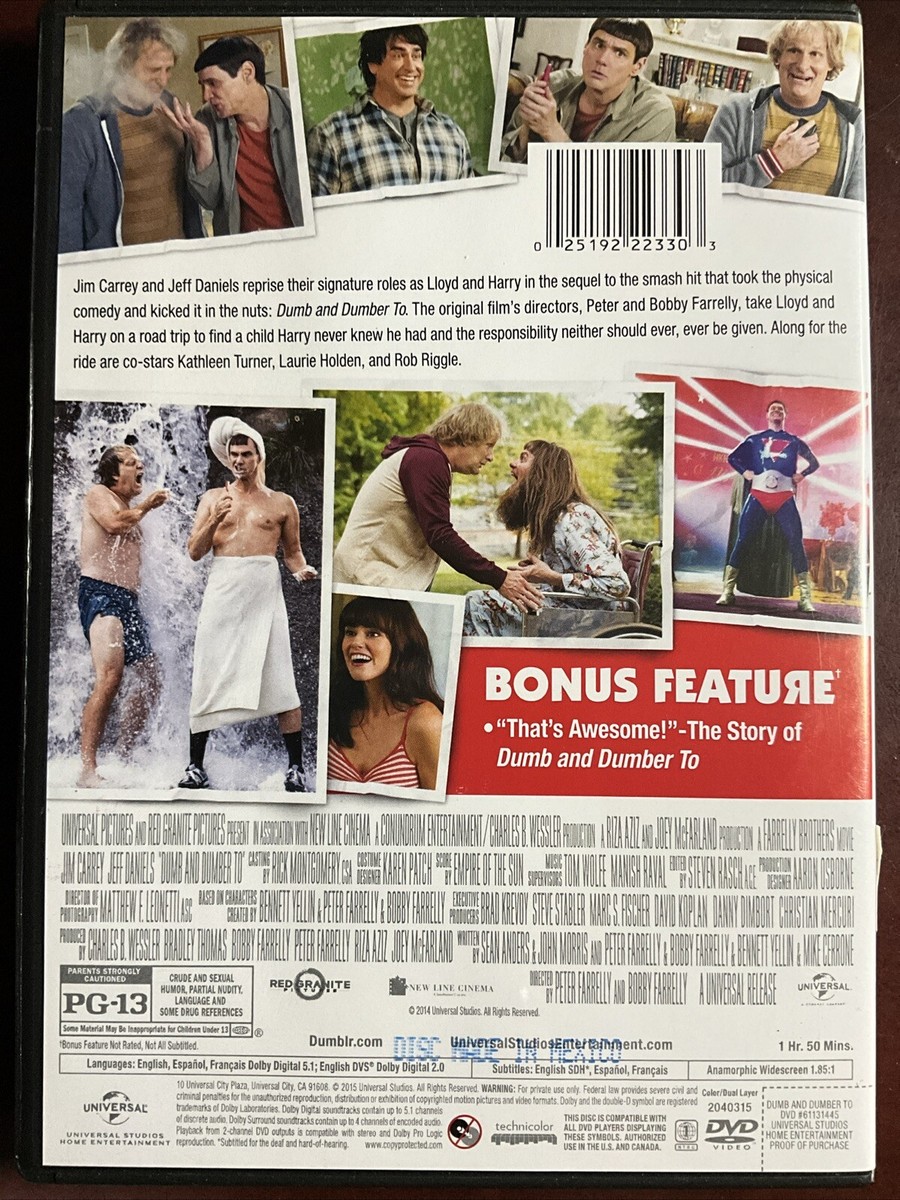 Dumb and Dumber To (DVD, 2014) Jim Carrey Jeff Daniels 25192223303