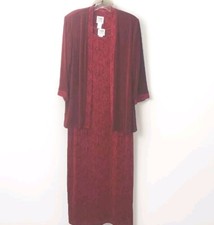 R M Richards X Karen Kwong Lady Jacket Maxi Dress Sz XL 16W Red Stretchy 2pc Set