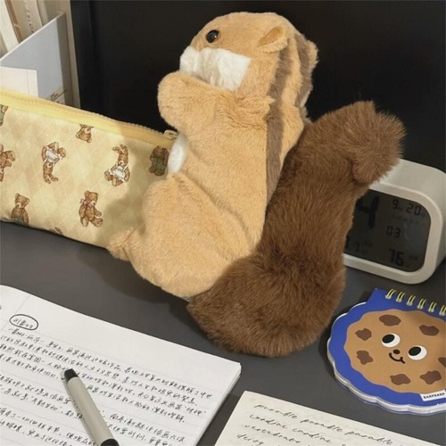 Cartoon Animal Pencil Case Plush Squirrel Shape Pen Case Funny Pencil Bag - Picture 2 of 8
