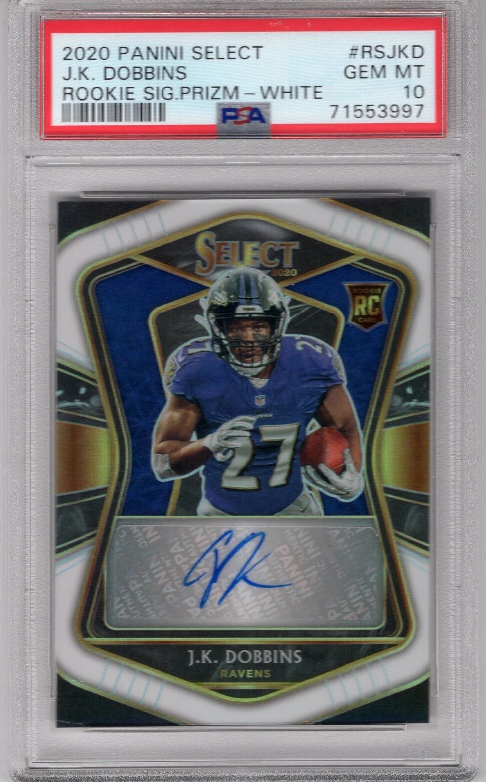 JK Dobbins Panini Select Rookie Signatures #RSJKD White