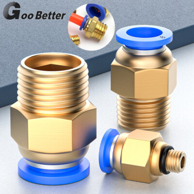 BSP Male Pneumatic Straight Stud Hose Tube Inline Push Fit Connector Air Line
