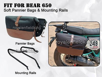Für Royal Enfield Bär 650 '' Schwarz & Weich Gepäcktasche Beutel Mit Montage