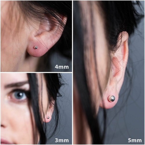 925 Sterling Silver High Polish Smooth Round Ball Stud Earring 3-Size Set - Picture 2 of 2