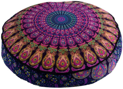 35X6'' Round Indian Mandala Floor Pillow Covers Dog Bed Meditation Cushion Cover