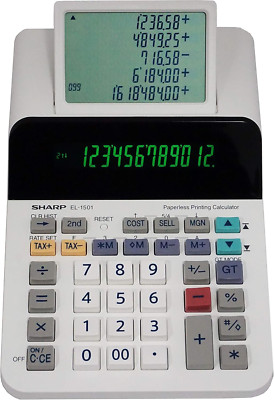 El-1501 Compact Cordless Paperless Large 12-Digit Display Desktop Printing Calcu
