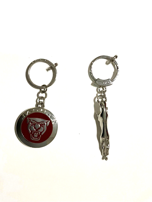 JAGUAR ORIGINAL NOVELTY SILVER STEEL LOGO KEY RING WITH RED OEM