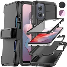 Motorola Moto G Power 5G 2024 2023 RUGGED Phone Clip Case Cover Screen Protector