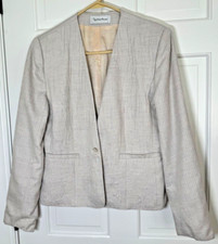 EVAN PICONE WOMENS SUIT BLAZER AND SKIRT PURPLE WHITE STRIPED SIZE 12 EUC