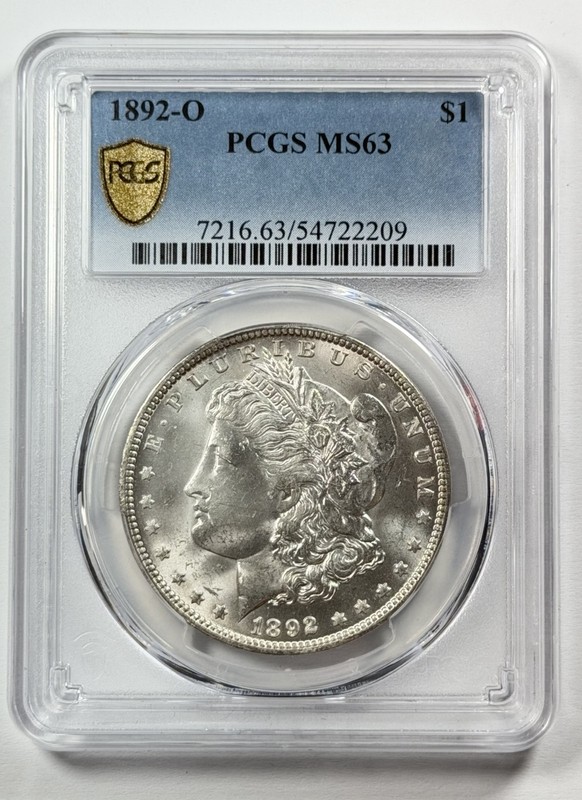 1892-O $1 Morgan Dollar PCGS MS63 90% Silver New Orleans US Coin - LUSTER!
