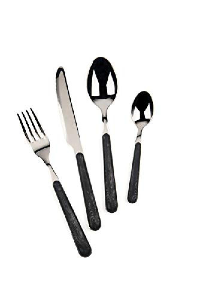 Excelsa Wood Servizio 24 Posate, Acciaio Inox, Nero - NUOVO