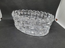Ancienne coupe centre de table corbeille en cristal moulé BACCARAT panier rotin