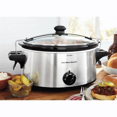 Hamilton Beach 6 Qt Stay or Go Portable Slow Cooker with Lid- Free Shipping
