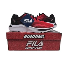Fila Men's Memory Foam Sequence Running Shoes Sneakers Size 9.5 Red Black New