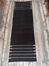 Handwoven Black Cotton Yoga Mat Rug Non Slip Meditation Mat Minimal Boho Flo