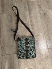 NEW Patricia Nash VENEZIA Tooled Turquoise Leather Crossbody Pouch Buckle Bag