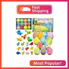Bath Bombs for Kids with Surprise Toys Inside, 12 Pack Dino Egg Bath Bombs with
