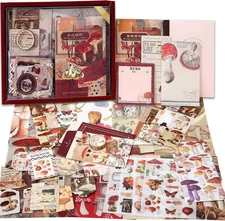 Scrapbooking Supplies Kit, Vintage Mushroom Aesthetic Scrapbook Kit for Bullet J