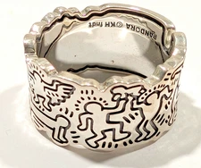 Authentic Pandora Ring, Keith Haring Line Art Love and People, #192222C01