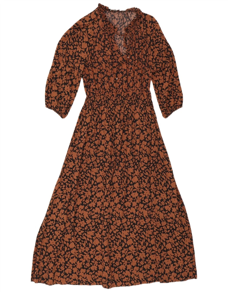 wedding guest dress chocolate brown Phase Eight Brown Jovie Leopard Print Plisse Maxi Dress UK 24  Reliked