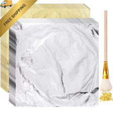 Cunhill 100 Pcs Gold Leaf Sheets for Art Foil Paper Gold, Silver