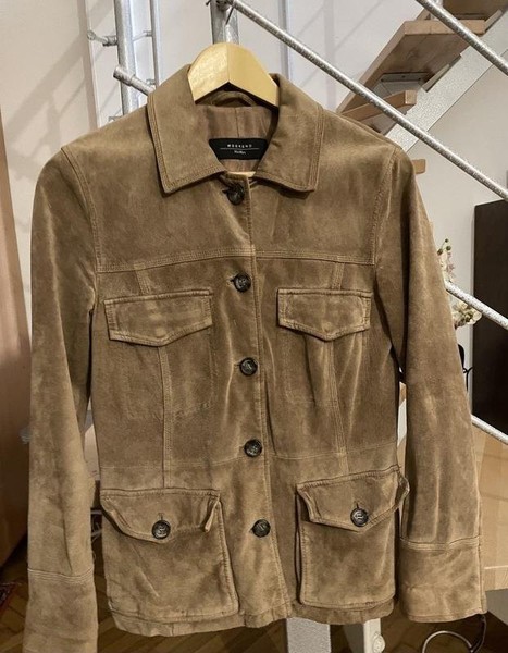 Women Max Mara Jacket Beige Suede 36 #N3J6