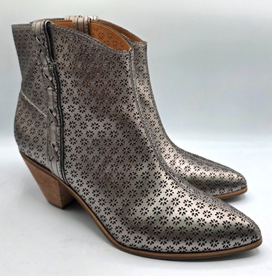 Frye & Co Maley Perf Ankle Boots Silver Leather Boho Cowgirl Country Glam 9M