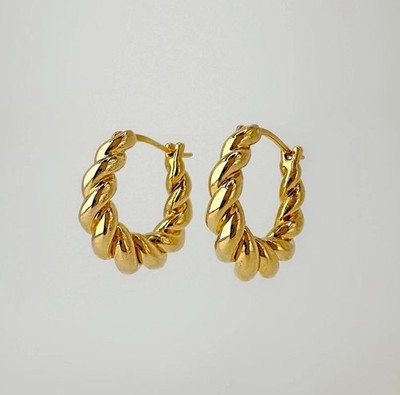 18K Echt Gold Croissant Creolen 15mm Japan Electroform Geschenk Her