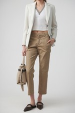 BRUNELLO CUCINELLI WOMEN'S LIGHT TAUPE COTTON STRAIGHT TROUSERS MSRP 1210 40
