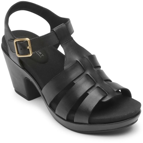 Rockport Vivianne schwarze Damen-Sandalen mit Blockabsatz 10 Medium (B, M) BHFO 4067
