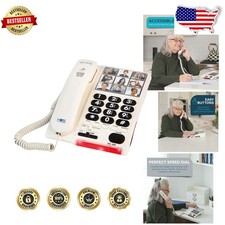 Amplified Big Button Landline Phone for Seniors - 26dB Loud Volume, Photo Dial