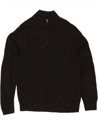 Dockers Herren Zip Neck Pullover Sweater Large Schwarz Acryl FD11