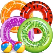 6 Pack Pool Floats Kids, Pool Swim Tubes Rings 4 Pack - 4Pcs Inflatable Big ...