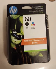 Genuine HP 60 Black and Tri-Color 2-Pack Ink N9H63FN Sealed Exp 2026 NEW Sealed