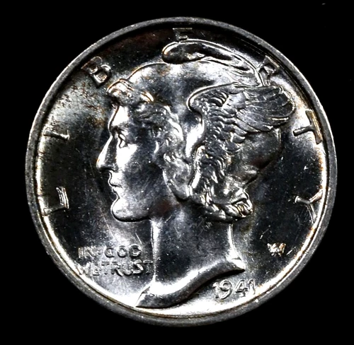 1941-S Mercury Dime – Brilliant Uncirculated – Full Bands – Strong Luster #416