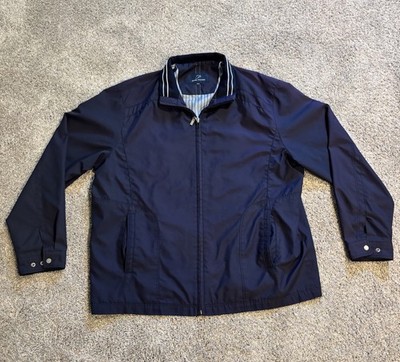 Vintage Jean Pierre Men's Large Navy Lightweight Bomber Harrington Jacket 1970s