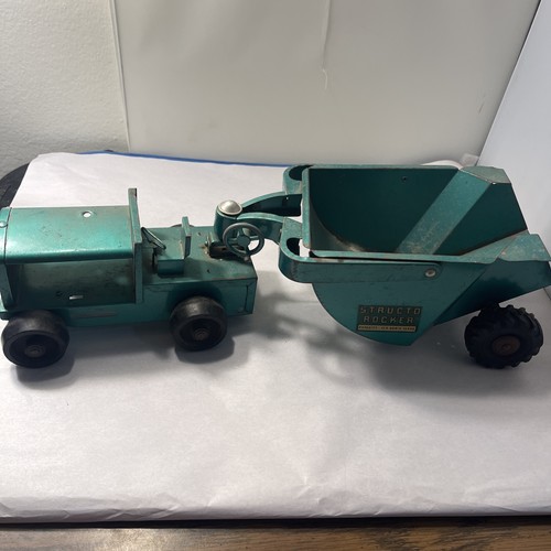 Structo Rocker Toy VTG Structo Green Tractor & Green Rocker Earth Mover Pressed Steel Toy ...
