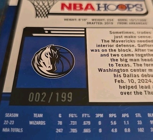 NBA HOOPS Premium Stock Daniel Gafford Rojo Sísmico 002/199 2023-24 - Imagen 3 de 3