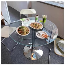 27.3" Round Glass Dining Table, Modern Circular, Sturdy Base and Perfect for ...