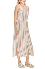 Vince Camuto Womens Linen Striped Maxi Dress Canyon Sunset Size XS