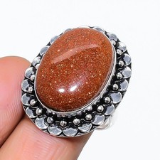 Sunstone Gemstone Handmade 925 Sterling Silver Jewelry Ring Size 7 US 