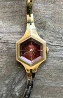 Seiko Lady’s Bracelet Watch 781377 11 - 8029 Gold Tone Hexagon Case Brown Dial