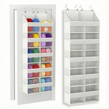 5 Tiers White Over The Door Hanging Yarn Storage Organizer Large Capacity