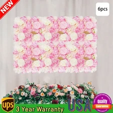 6Pcs Artificial Flower Wall Panels Flower Floral Wall Mat Background Backdrop